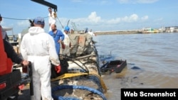 Derrame de petróleo en la Bahía de Cienfuegos en 2018.